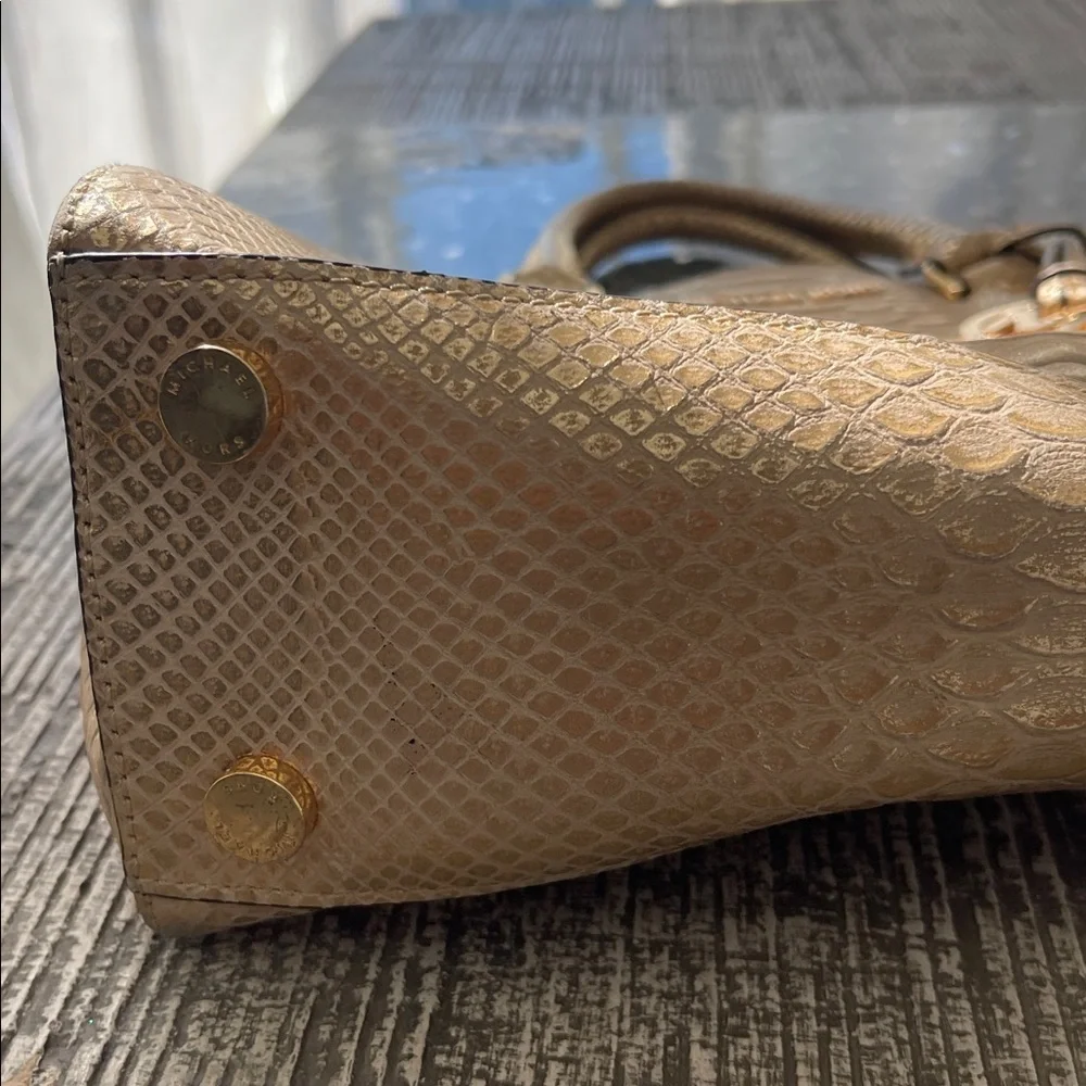 Michael Kors Gold Satchel with Signature Charm